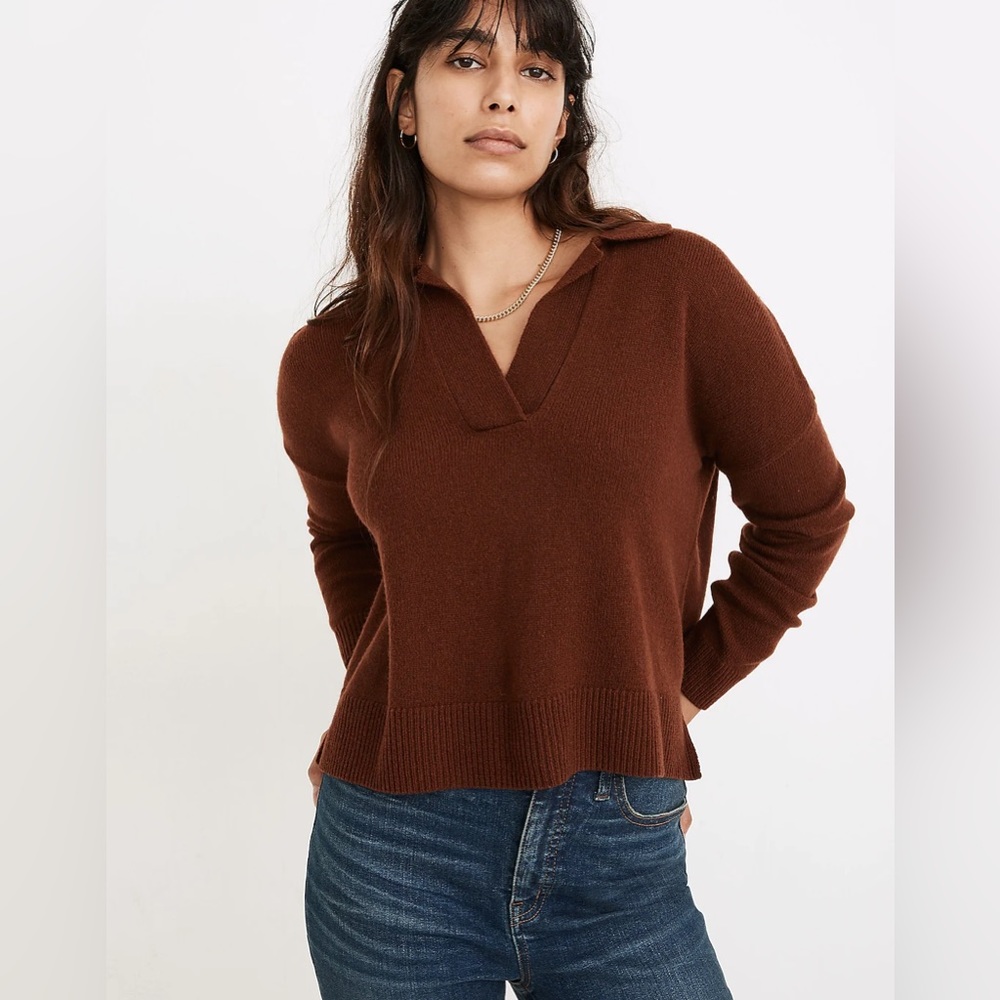 Madewell Davie Polo Sweater Rust Color Size S